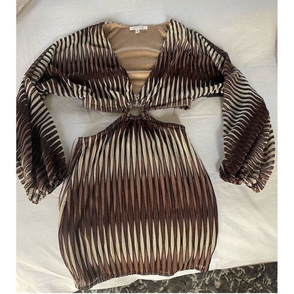 12th Tribe Brown and White Patterned Dress - Picture 2 of 2